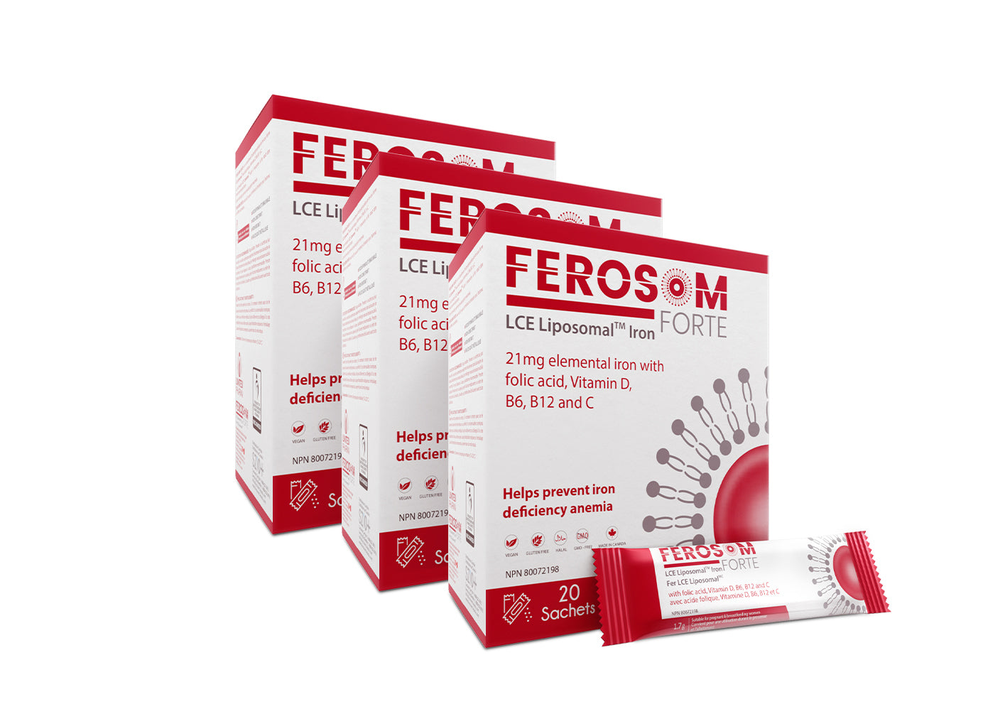 Ferosom Forte LCE Liposomal Iron Supplement - 20 Powder Sachets