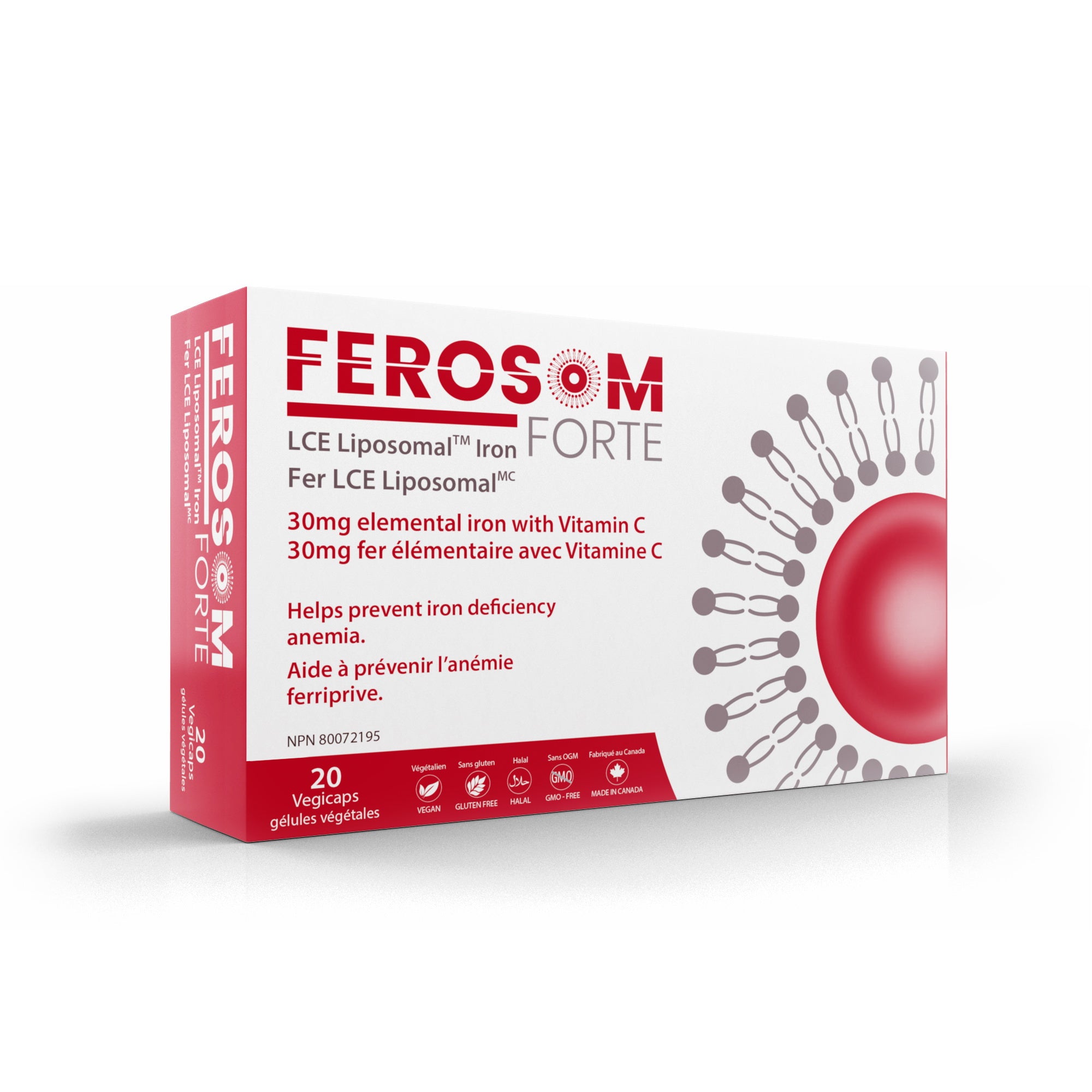 Ferosom Forte LCE Liposomal Iron Supplement - 20 Capsules